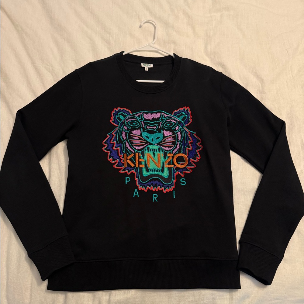 Kenzo Black Multicolor Tiger Crewneck Sweater